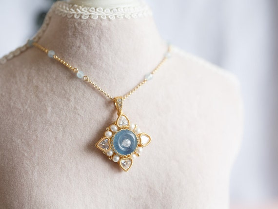 Peyton Aqumarine Star Pendant Necklace