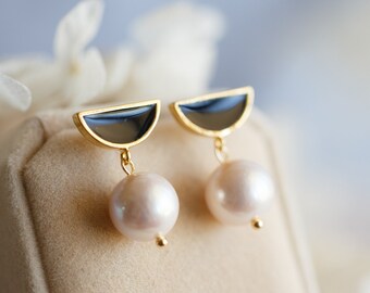 Alpha White Edison Pearl Dangle Earrings