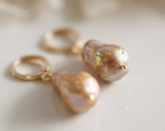 Eloise Baroque Pearl Hoop Earrings