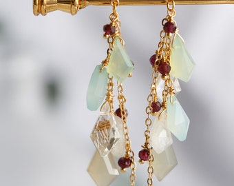 Savannah Chalcedony Multi Gemstone Cluster Drop Earrings