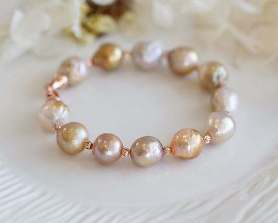 Elina Metallic Lustre Baroque Pearl Bracelet