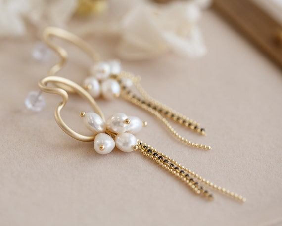 Luella Natural Pearl Cluster Earrings
