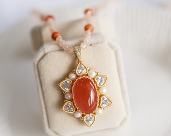 Eadlin Red Agate Carnelian Necklace