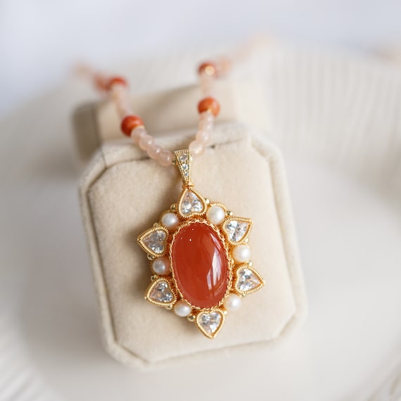 Eadlin Red Agate Carnelian Necklace
