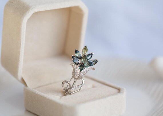 Blessing Bi-Color Sapphire Silver Brooch