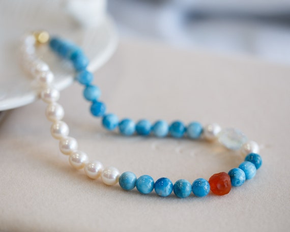 Zhuri Natural Pearl and Kyanite Choker Necklace