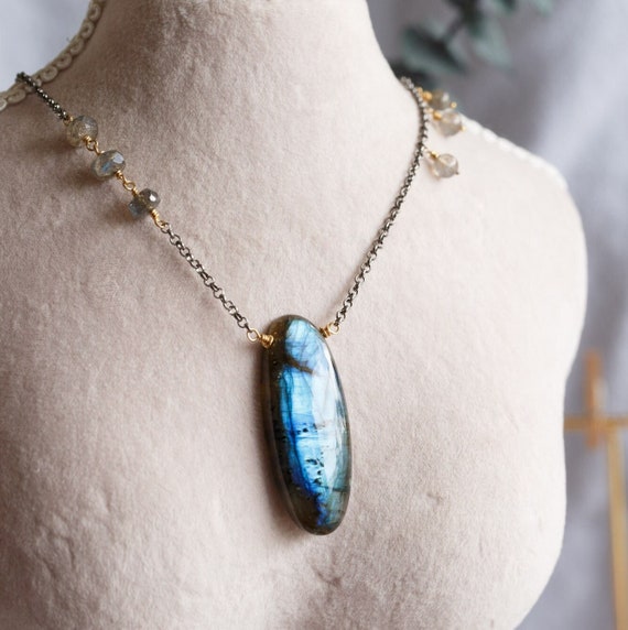 Kimia Blue Labradorite Asymmetric Necklace
