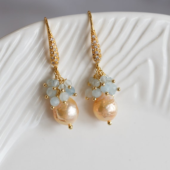 Deborah Baroque Pearl Gemstone Cluster Earrings