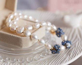 Blue Kyanite Cluster & Pearl Statement Necklace