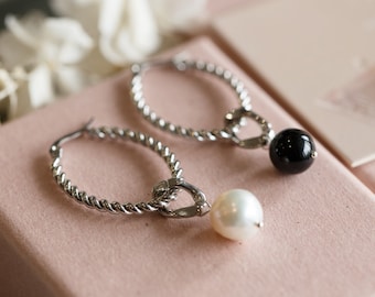 Eloise Pearl Multi-Way Twisted Hoop Earrings