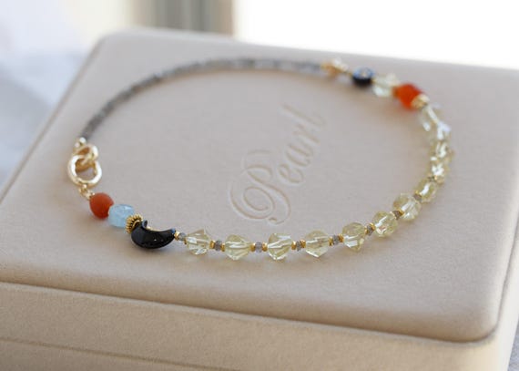 Halo Natural Lemon Quartz Beaded Necklace