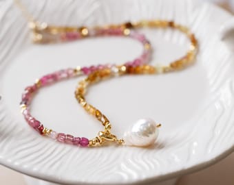 Aleyna Red and Brown Sugar Tourmaline Necklace