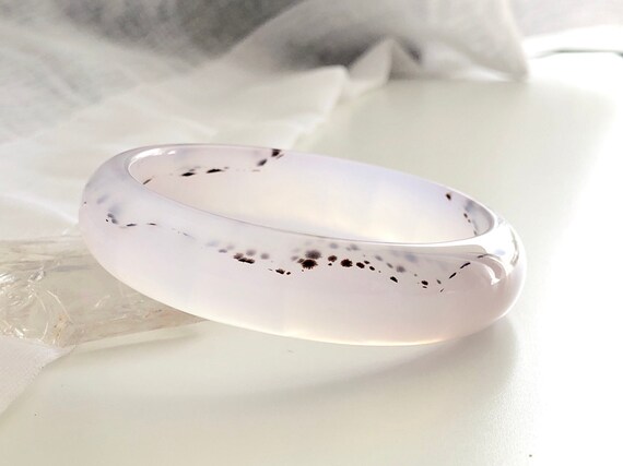 Colourful World! Dendritic White Agate Bangle #A30