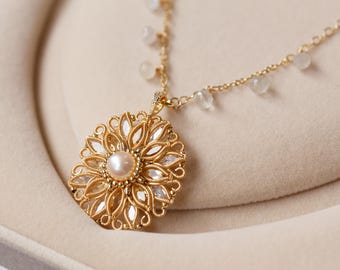 Ilario Sun Flower Citrine Gemstone Necklace