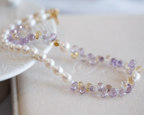 Skylar Ametrine and Pearl Choker Necklace