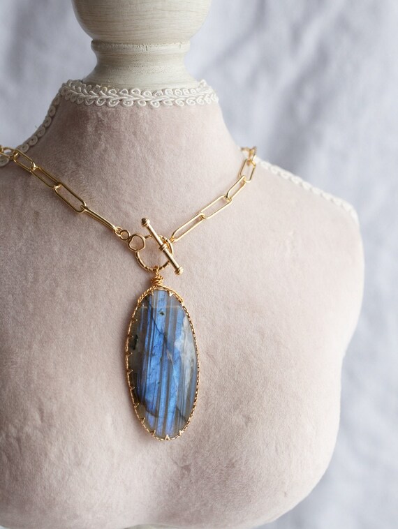 Kaiya Blue Labradorite Toggle Necklace