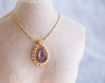 Kiera Purple Lepidolite Pendant Necklace