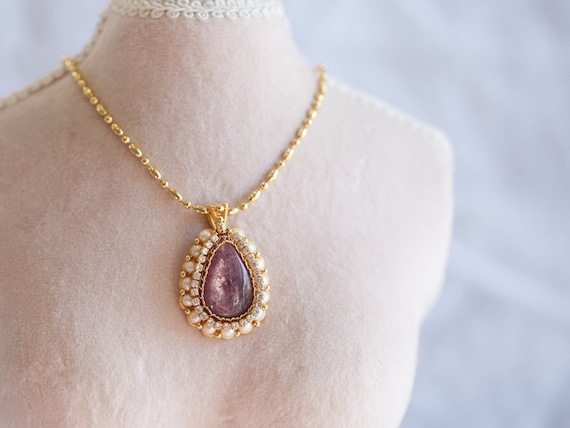 Kiera Purple Lepidolite Pendant Necklace