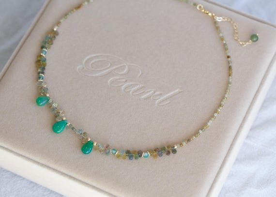 Miley Natural Tourmaline and Chrysoprase Beaded Necklace