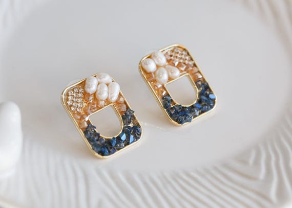 Isla Blue Tone Stud Earrings