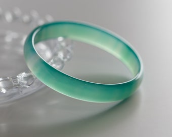 Colourful World! Natural Green Lace Agate Bangle #A187