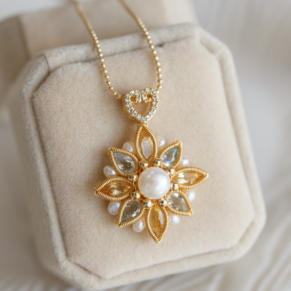 Isabela Topaz and Citrine Snowflake Pendant Necklace