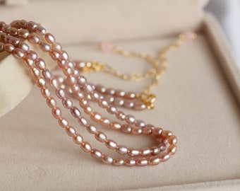 Natural Purple Pearl Minimalist Choker Necklace