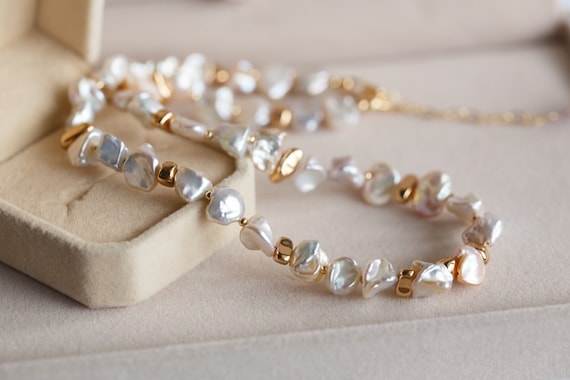 Little Pebble Baroque Pearl Golden Nugget Necklace
