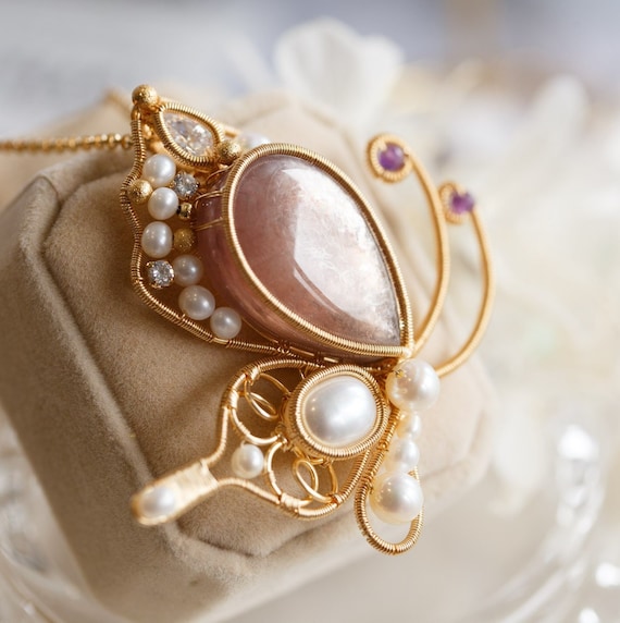 Kaz Purple Lepidolite Butterfly Pendant Necklace