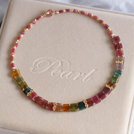 Desislava Rainbow Tourmaline Bib Necklace