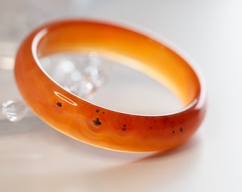 Colourful World! Orange Colour Dendritic Agate Lace Bangle #229