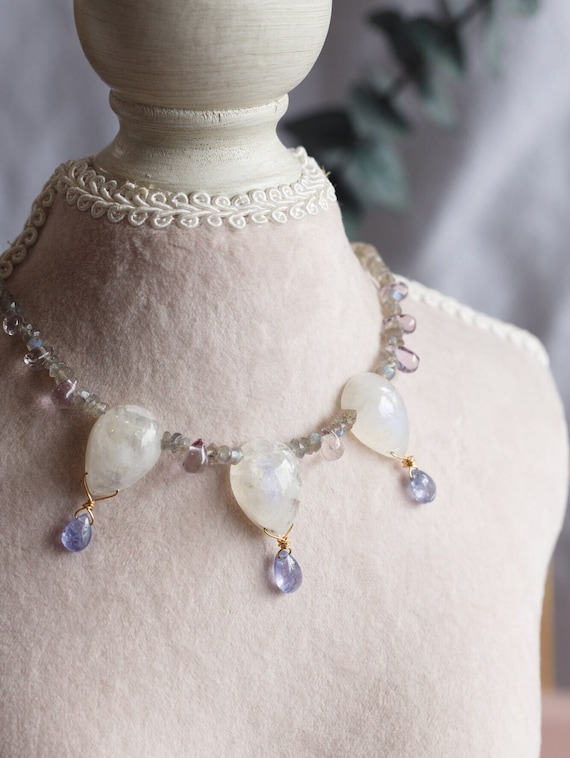 Elliana Rainbow Moonstone Gemstone Necklace