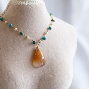 Jaylee Natural Copper Rutilated Quartz Necklace