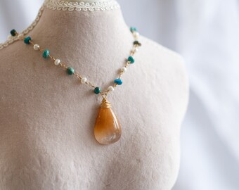 Jaylee Natural Copper Rutilated Quartz Necklace
