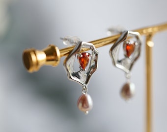 Hadley Purple Pearl Silver Earrings