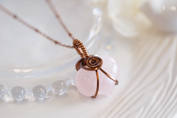 Reese Rose Quartz Copper Pendant Necklace