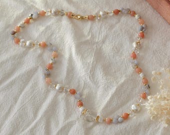 Gwendolyn Pastel Gemstone and Freshwater Pearl Beaded Necklace