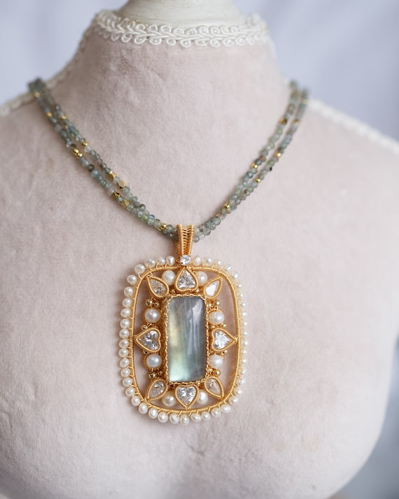 Clarissa Labradorite Aquamarine Necklace