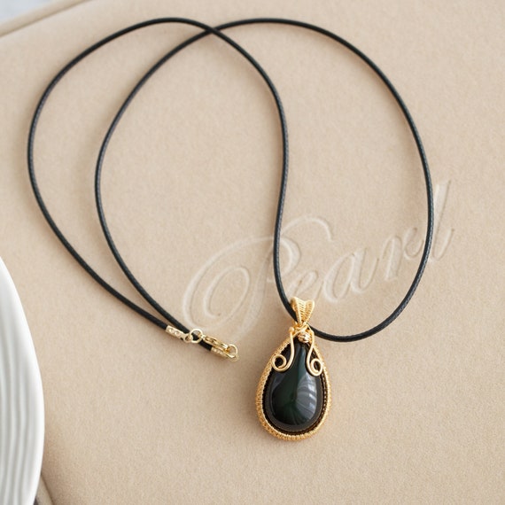 Adele Black Obsidian Pendant Necklace