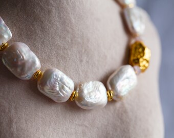 Gloria Natural Square Baroque Pearl Necklace