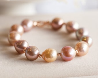 Brea Metallic Candy Lustre Baroque Pearl Bracelet #10