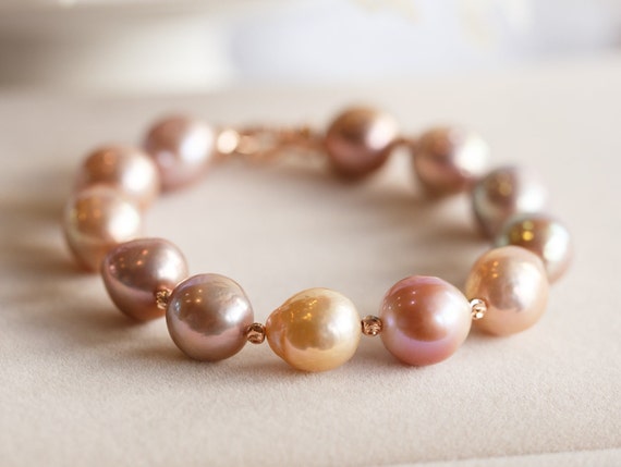 Brea Metallic Candy Lustre Baroque Pearl Bracelet #10