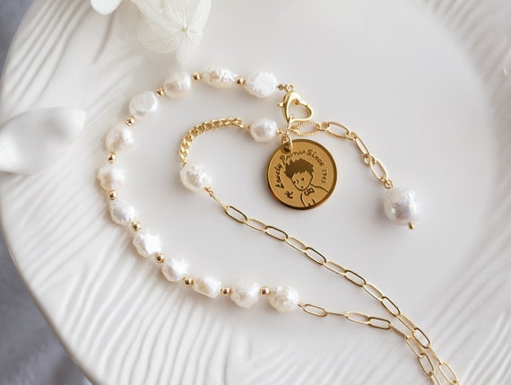My Little Prince Baroque Pearl Fashion Gold Charm Necklace