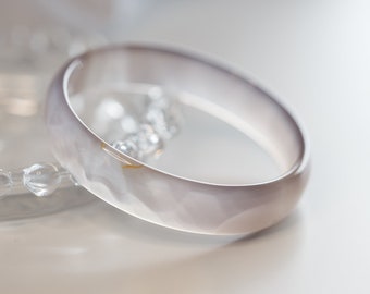 Colourful World! Grey Colour Natural Lace Agate Bangle #A232