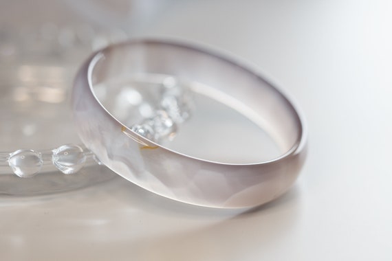 Colourful World! Grey Colour Natural Lace Agate Bangle #A232