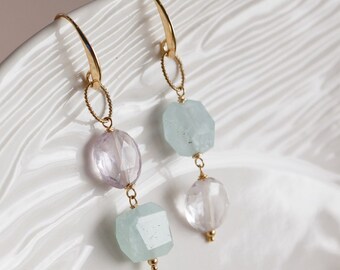 Penelope Aquamarine and Amethyst Earrings