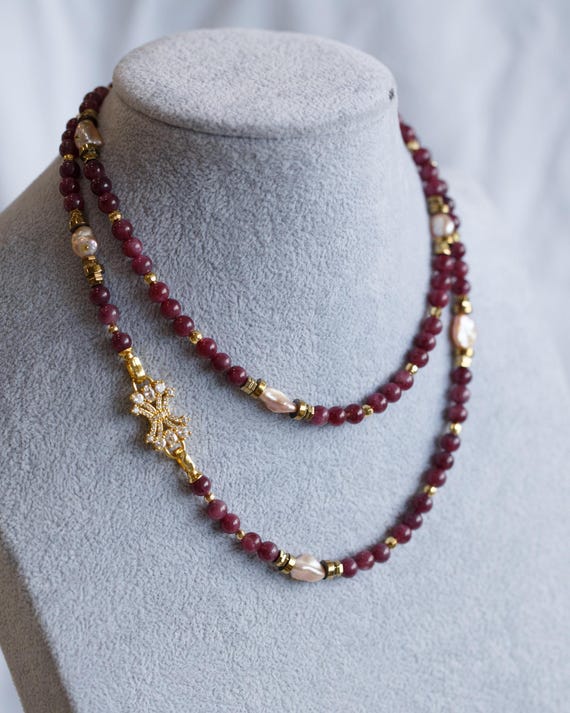 Virginia Red Tourmaline Long Necklace