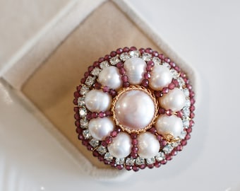 Serenity Natural Pearl Flower Brooch