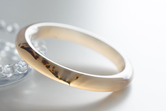Colourful World! Dendritic Brown Sugar Agate Bangle #A308