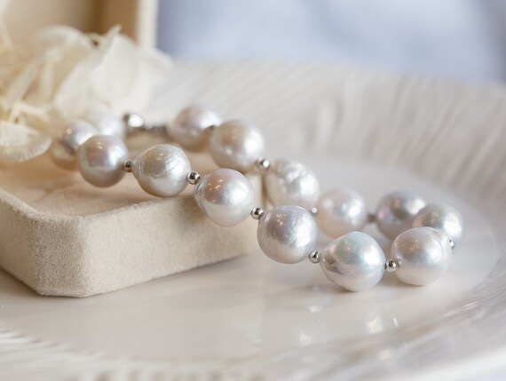 Maya Metallic Lustre White Baroque Pearl Bracelet #11
